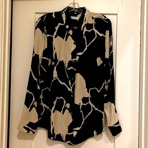 Long Sleeve Navy/Tan silk Equipment shirt